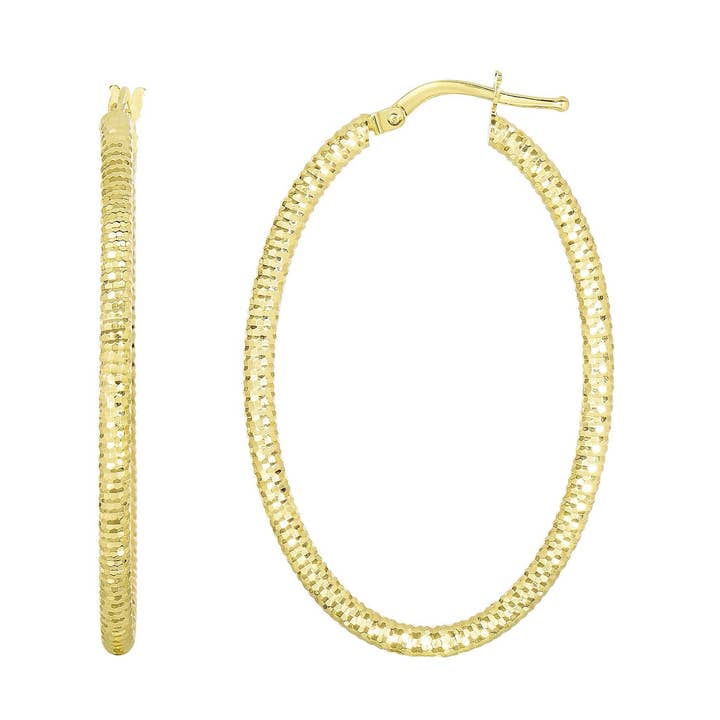 14Kt gult guld 36X16.2mm hængende skinnende åben Square+tekstureret åben Oval dråbe ørering med Euro Wire lås for engroshandel hos The Diamond Deal