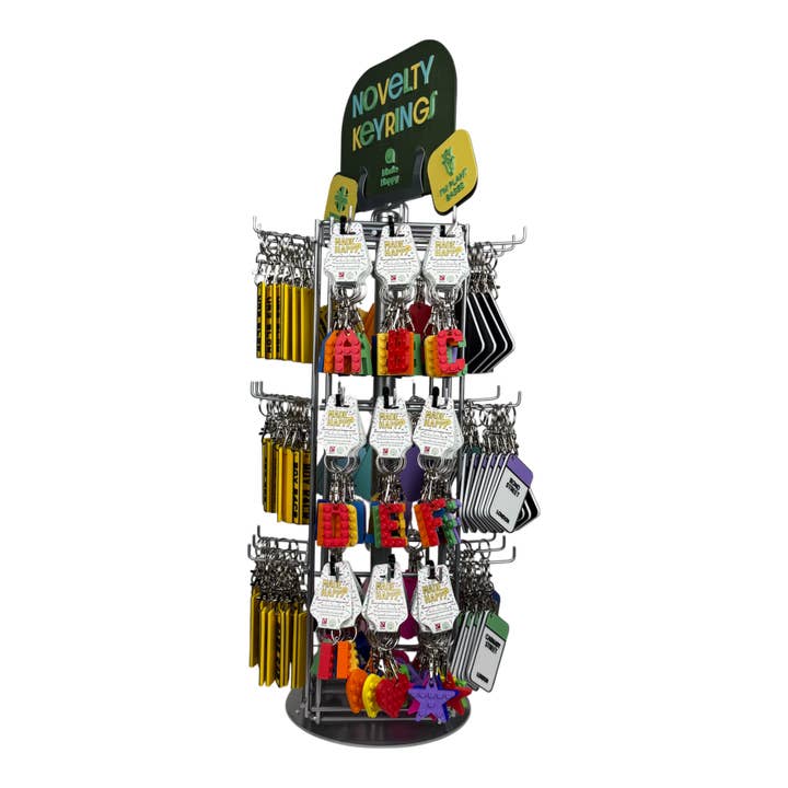 Made Happy Gifts – wholesale Retailer display – Accessories – Novelty Keyring Small Retail Spinning Stand6