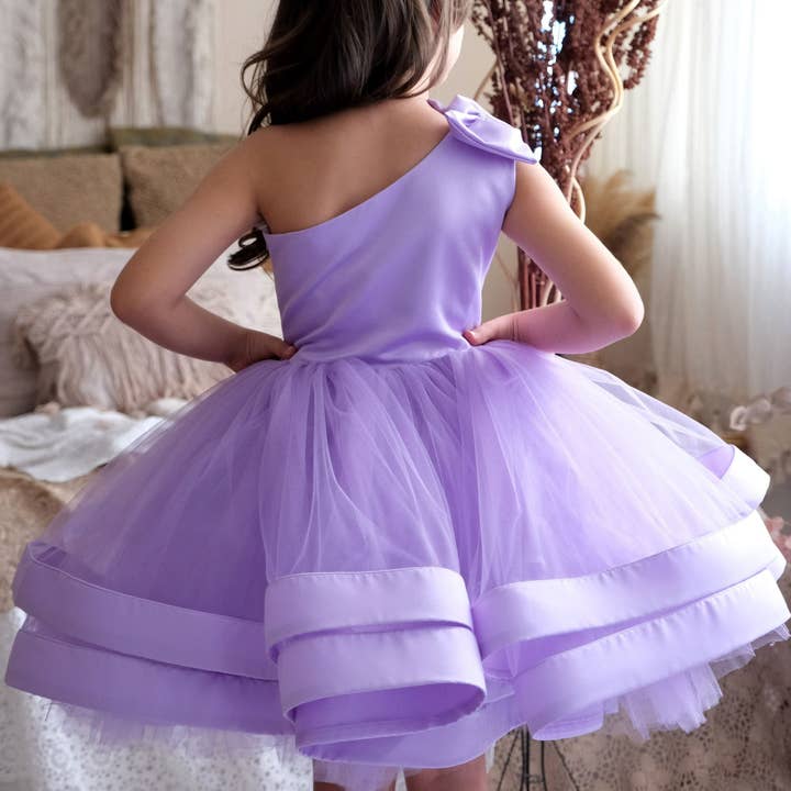 Abasa One Shoulder Dress Lilac for wholesale by My Baby By Merry