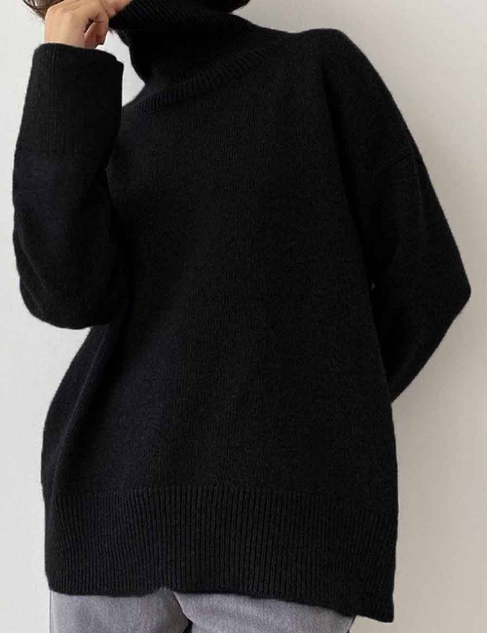Sweetkama - Wholesale Knit Sweater - Women's - Ladies Solid Color Turthleneck Long Sleeves Knit Sweater9