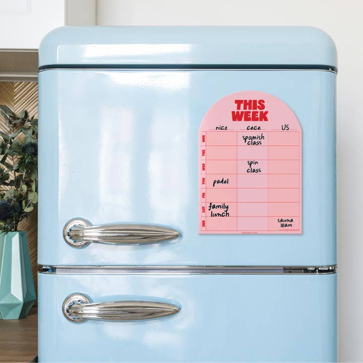 A4 Magnetic Pink & Red Weekly Planner | Fridge Magnet Planner for wholesale by Good Tuesday (Once Upon a Tuesday)