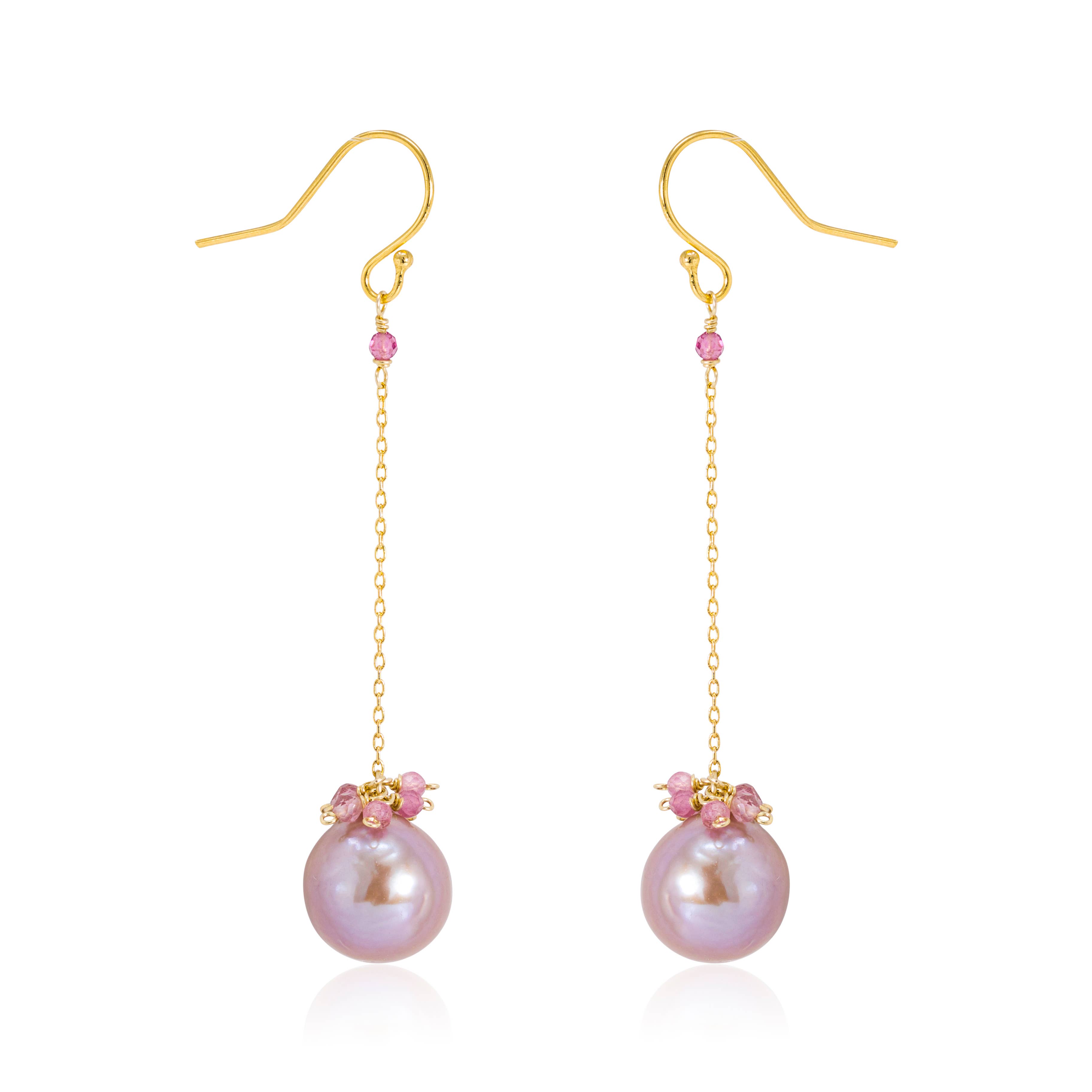 Baroque Pearl w/ Pink Sapphire Drop Earring