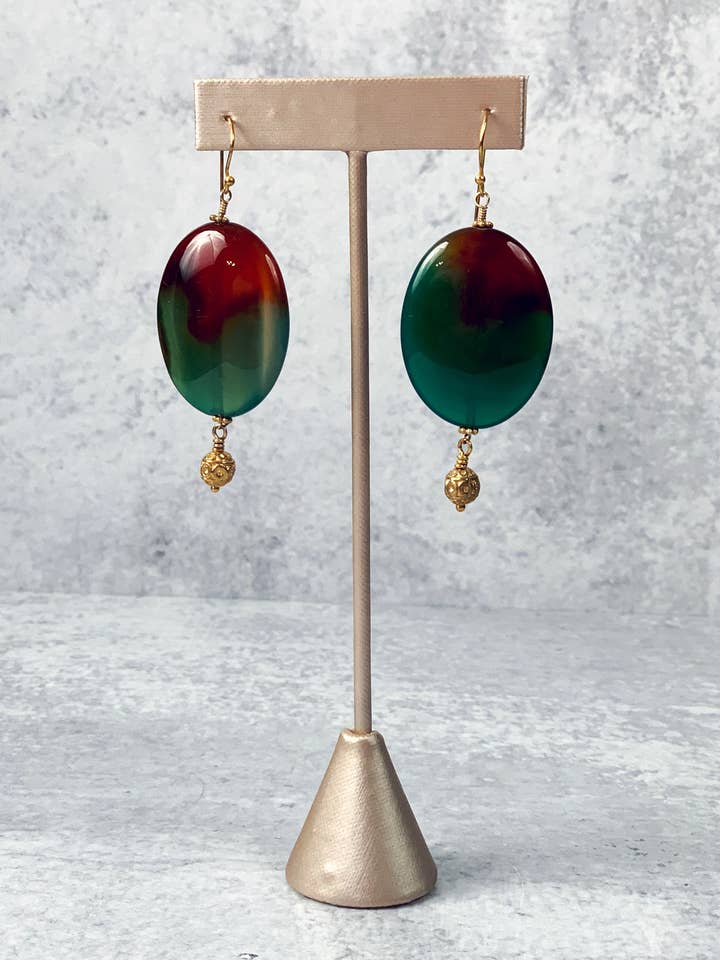 Agate Stone and Gold Accoutrements Earrings for wholesale by Scarlette Dove
