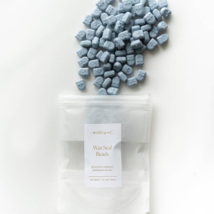 Written Word Calligraphy - Wholesale Sealing Wax - Dusty Blue Wax Beads for Wax Seals2