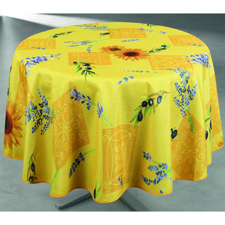 Texstyles Deco Inc. - Wholesale Tablecloth - Oliviera - Yellow - 100% Polyester Tablecloth