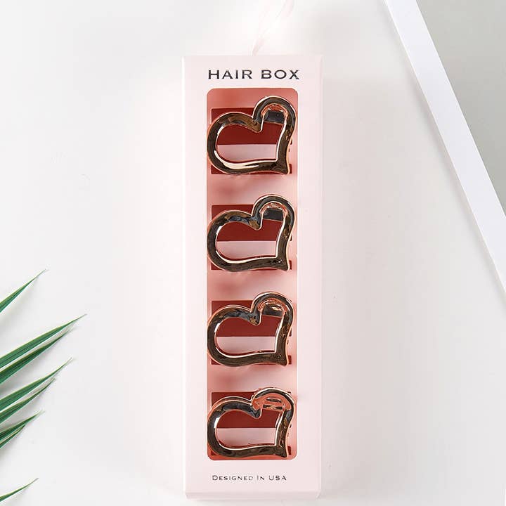 Sensibling Corp. - Wholesale Hair Clip - Women's - 4PCS - Open Heart Hair Claw Clips
2
