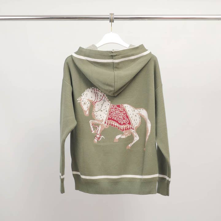 Cecile Wang - Wholesale Hoodie - Women's - Hoodie with horse pattern in soft knit – MSJ769204