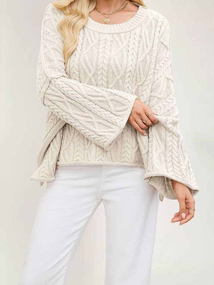 Strik Ensfarvet Rund Hals Afgrødet Kabeltrøje SF129 for engroshandel hos UNISHE