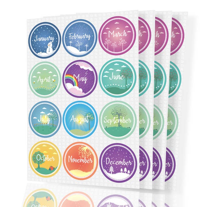 Premium Monthly Seasonal Stickers for wholesale by Zephyr-Label