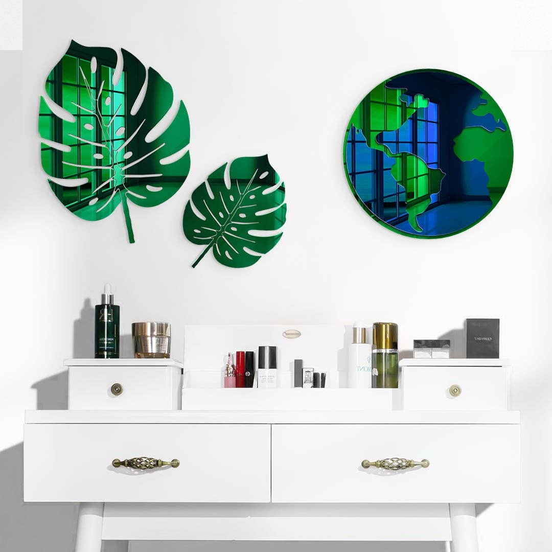 4ArtWorks - Venta al por mayor Espejos de pared - Hojas de Monstera Deliciosa | Arte acrílico | Decoración de pared con espejo4