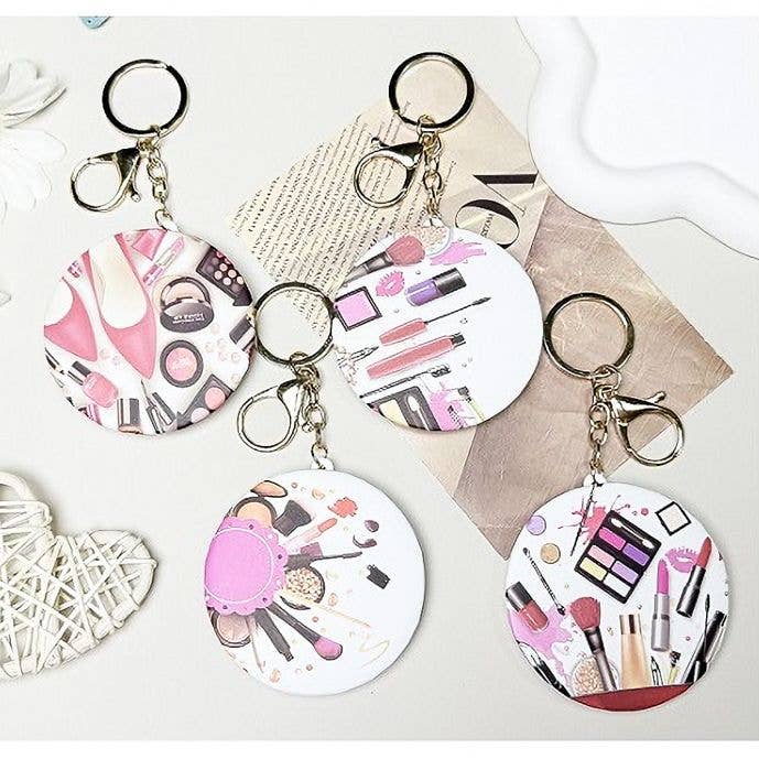 Diacly - Wholesale Compact Mirror - 12pk Cosmetic Theme Key Holder Handheld Makeup Mirror1