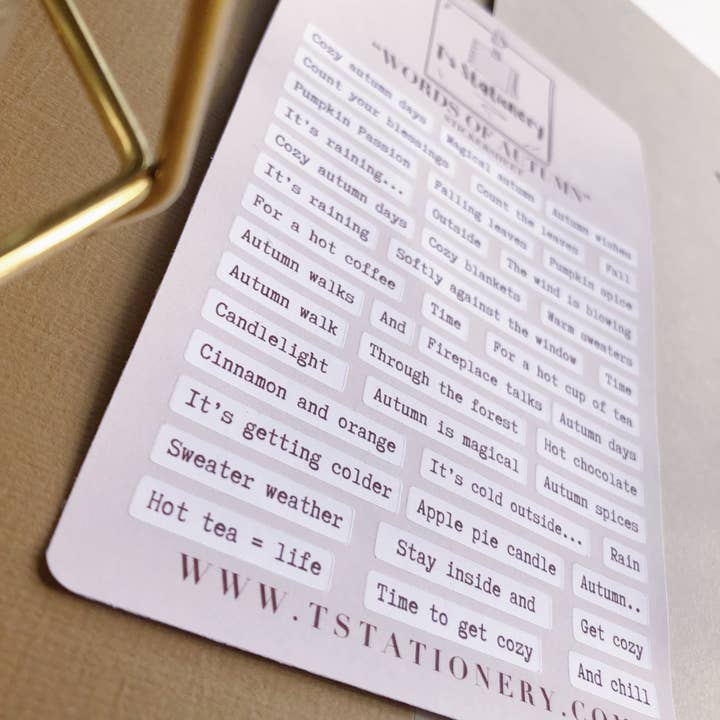 T's Stationery - Vendita all'ingrosso Adesivo - «Parole d'autunno»