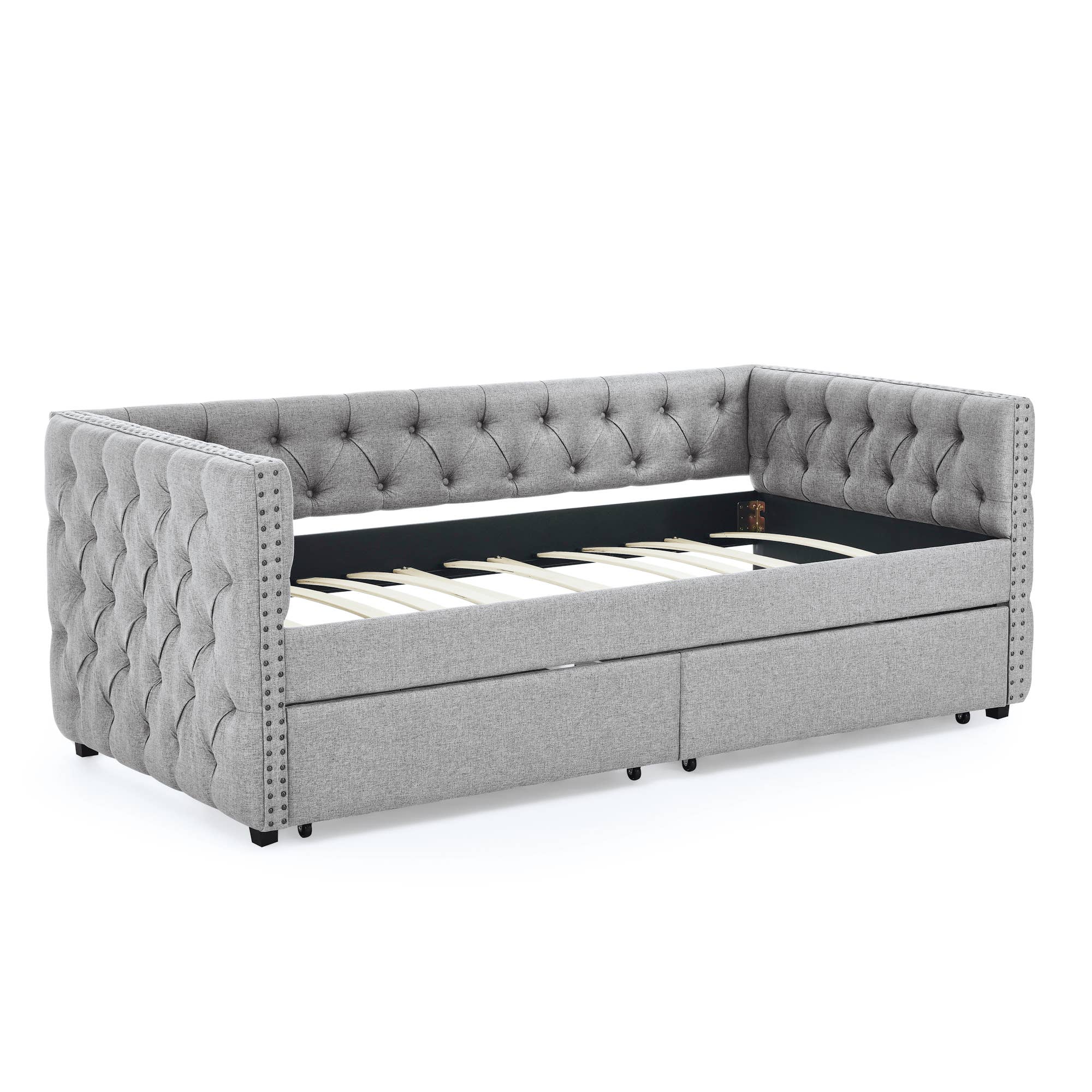39F Inc. - Wholesale Bed - Upholstered Twin Size Daybed with Two Drawers with Button24