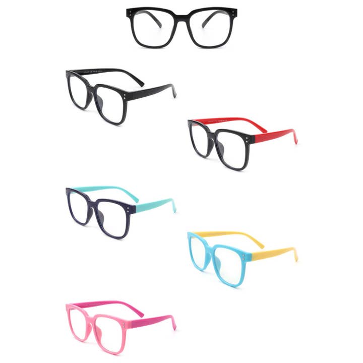 Kids Square Oversize Children Blue Light Blocking Glasses for wholesale by Cramilo Eyewear