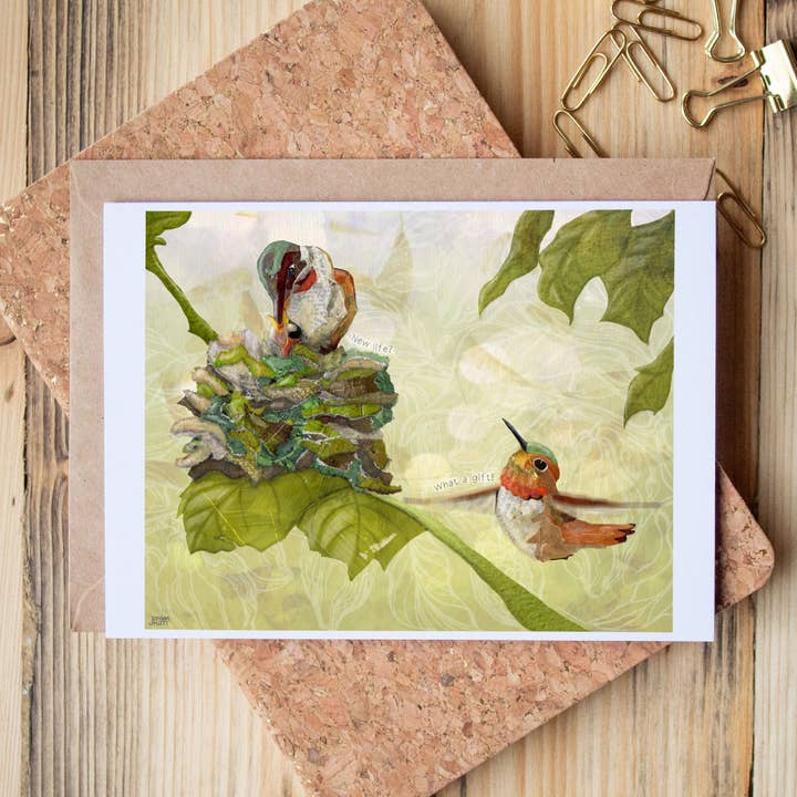 Hummingbird Baby - greeting card for wholesale by Found & Rewound