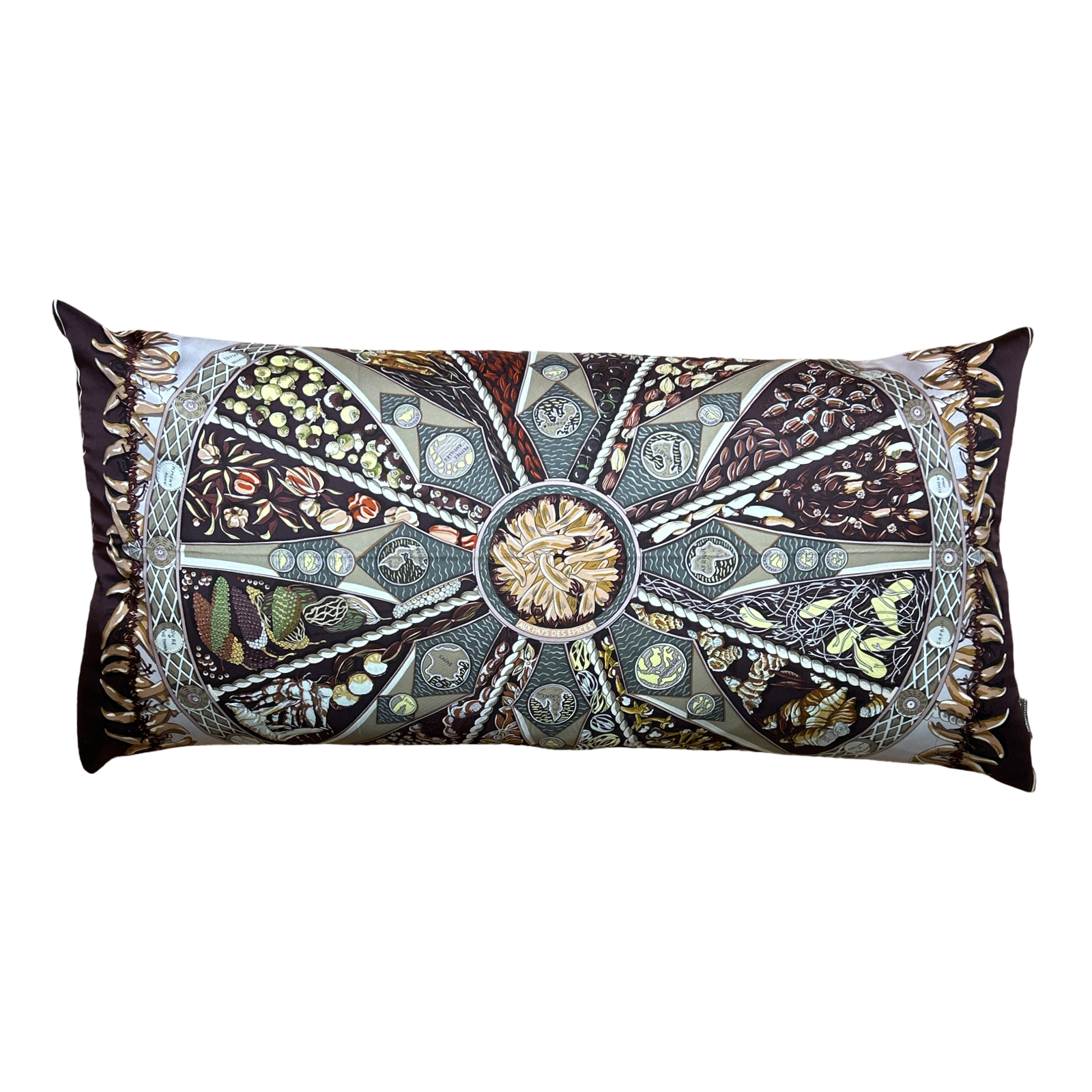 Vintage Luxe Up - Wholesale Lumbar Pillow - Aux Pays des Epices Vintage Silk Scarf Lumbar Pillow 35"0