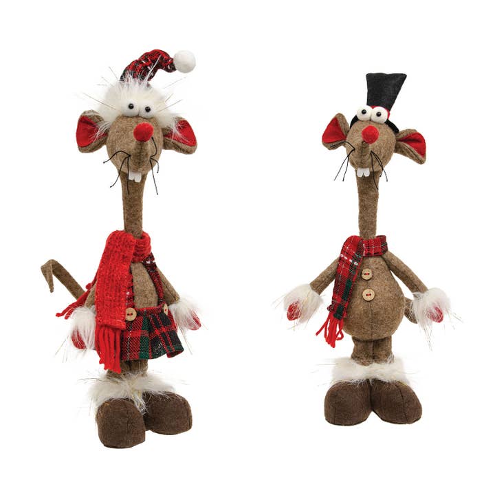 Christmas Plaid Standing Mouse, 2 Asstd. for wholesale by Bright Ideas