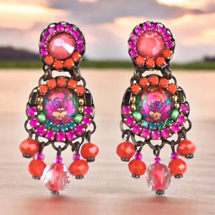 BRINCOS DE CRISTAIS ROMANCE por atacado de melizijewelry