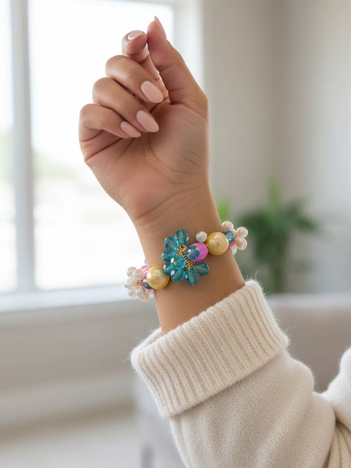 Trendy Colorful Chunky Beaded Charm Bracelet for Women for wholesale by Designed By Risha