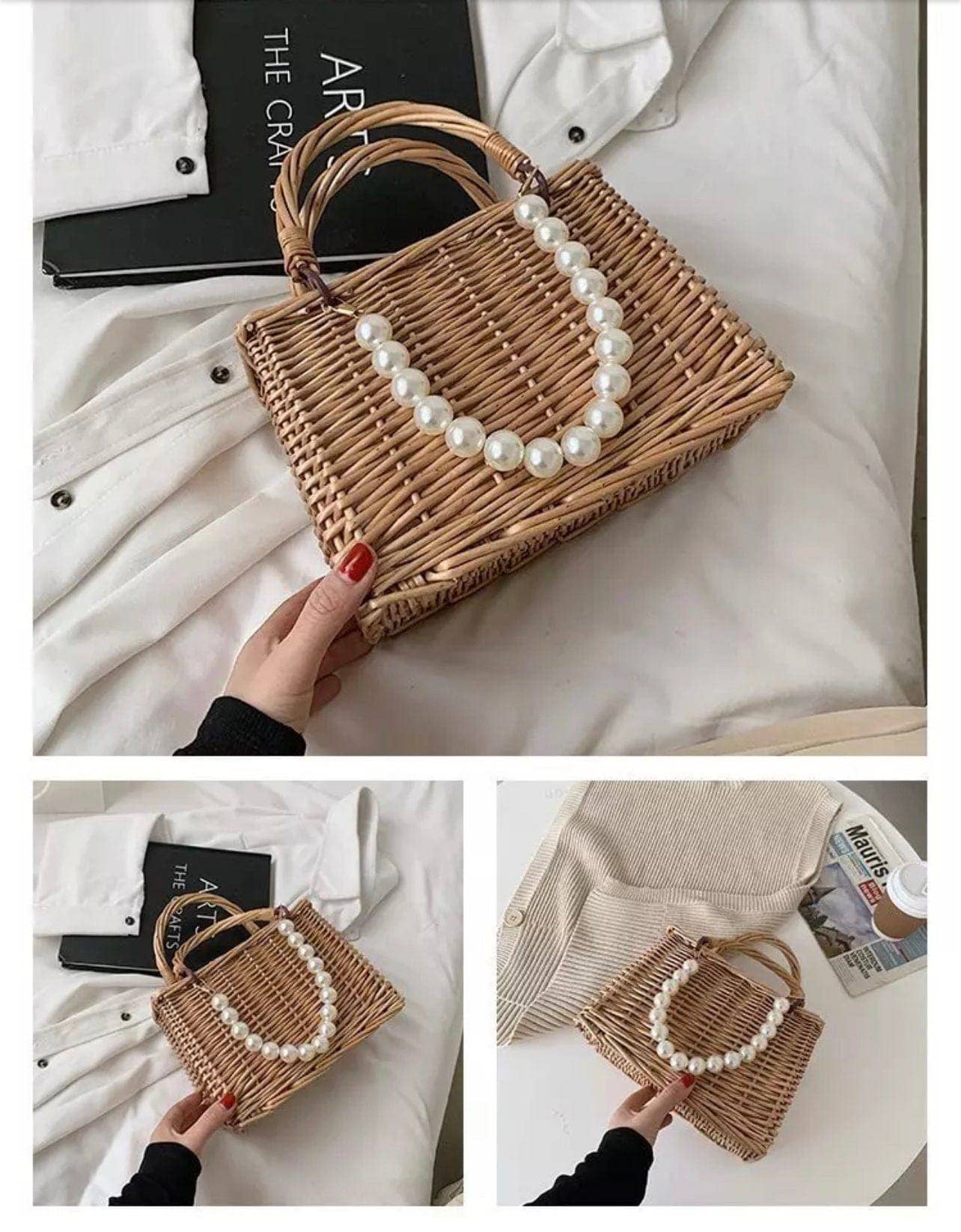 ElevateWell - Wholesale Beach Bag - Luxury Pearl Handle Straw Bag6