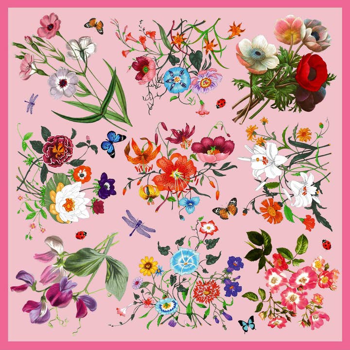 La Vie en Rose Silk Scarf (Pink) for wholesale by Lazyjack Press