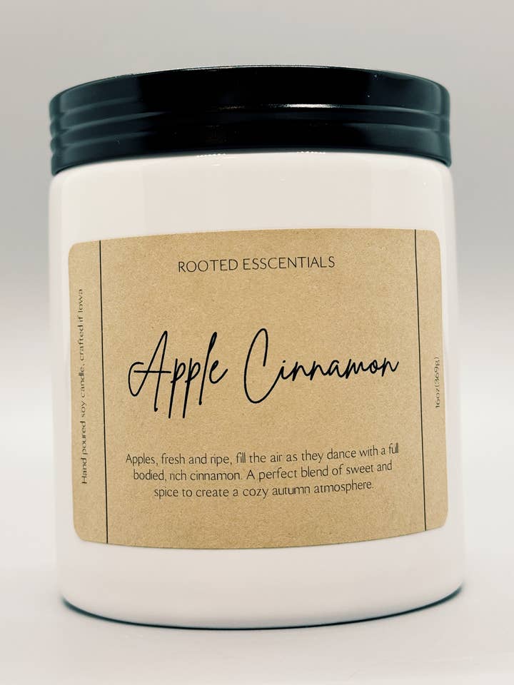 Vit bondgårdsburk - sojaljus - äpple kanel- 8 oz för wholesale av S+A