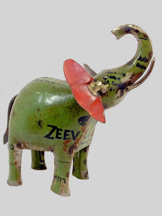 Elephant Green Recycled Metal Animals for wholesale by Everyday Artifact