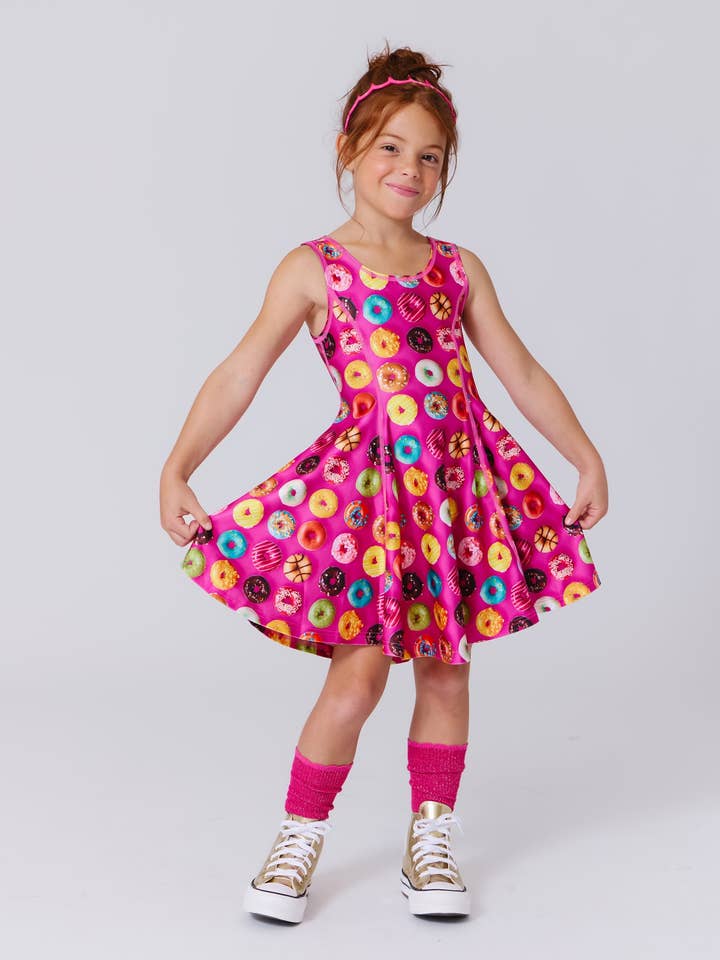 Pige Skater Kjole i Donuts på Pink for engroshandel hos Terez