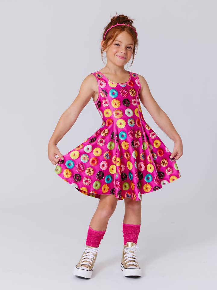 Pige Skater Kjole i Donuts på Pink for engroshandel hos Terez