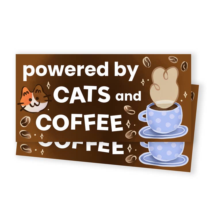 The Stray Shop – Großhandel Aufkleber – Powered by Cats & Coffee Bumper Sticker1