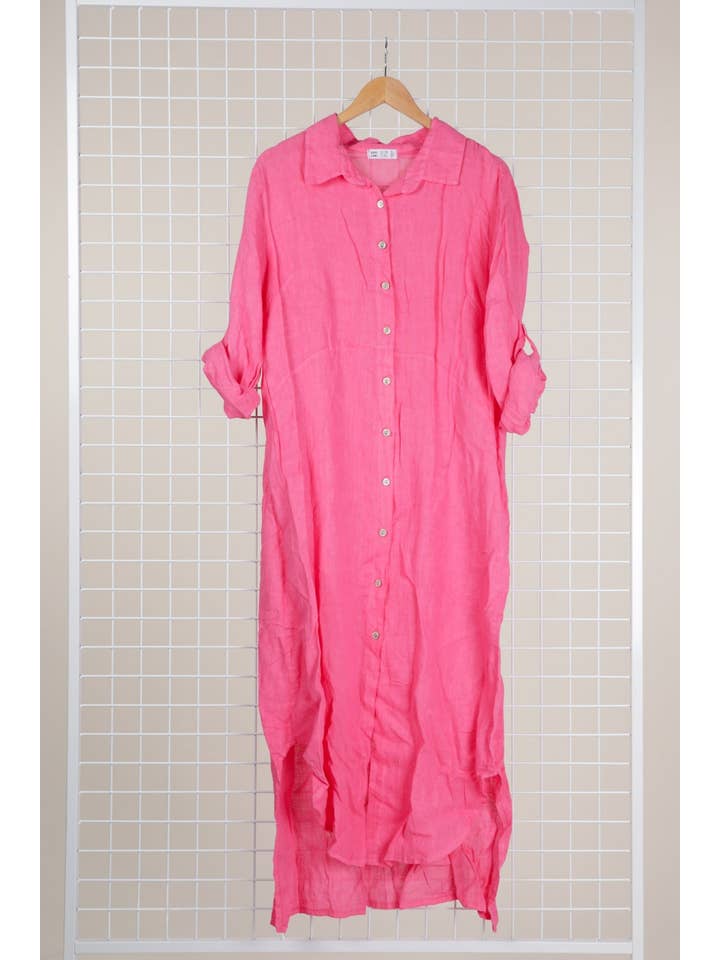 la maison des fibres naturelles - Wholesale Button Down Shirt - Women's - Long shirt dress 68036 100% LINEN26