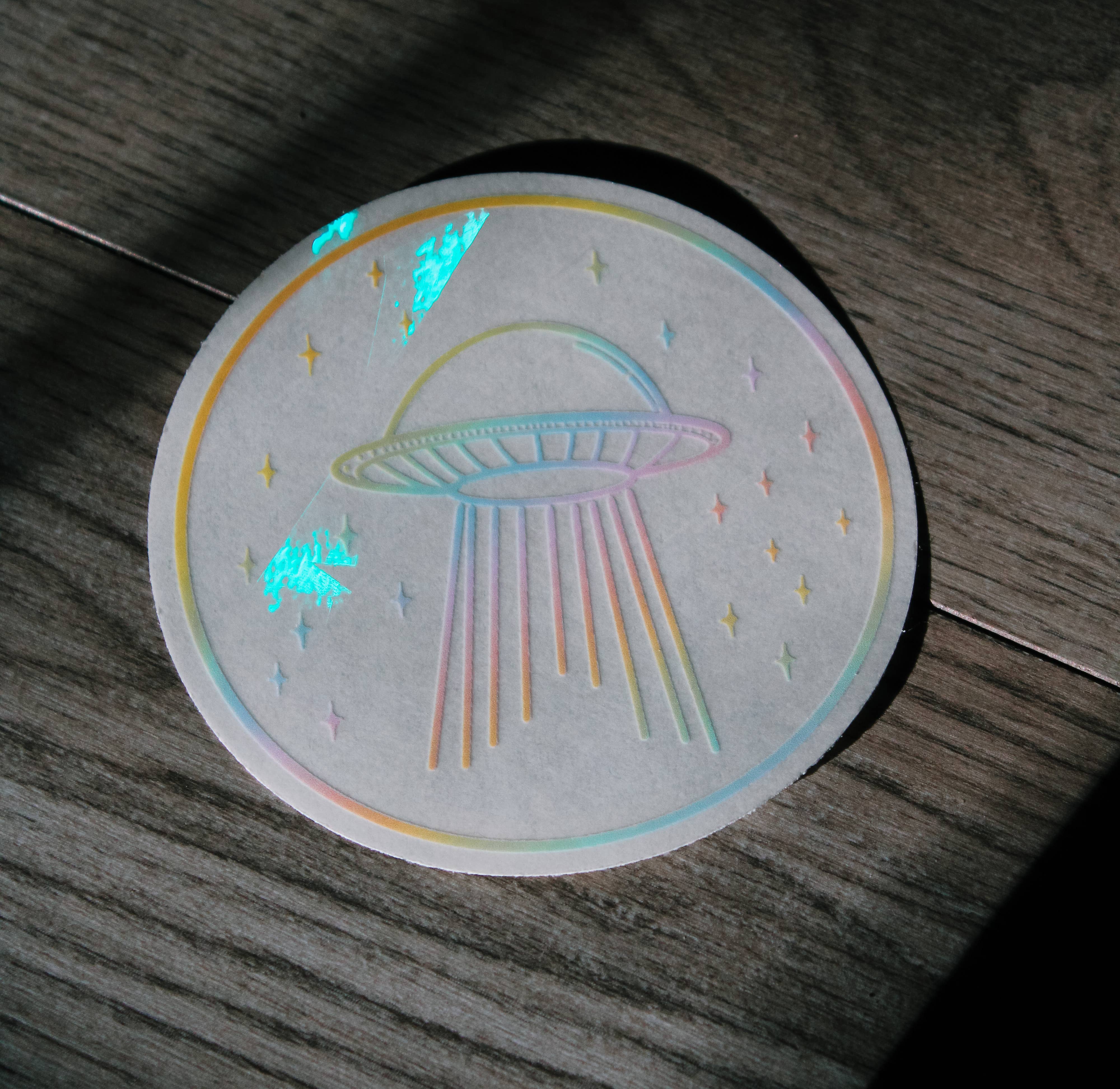 Scribbles and Doodlez - Wholesale Suncatcher - Pastel Rainbow UFO | Sun Catcher Decal1