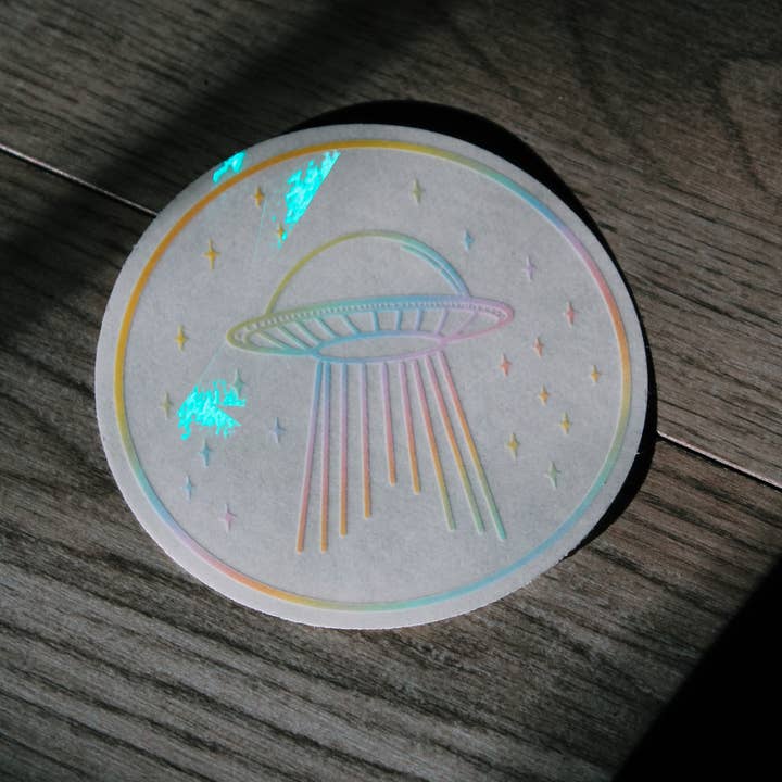 Scribbles and Doodlez - Wholesale Suncatcher - Pastel Rainbow UFO | Sun Catcher Decal1