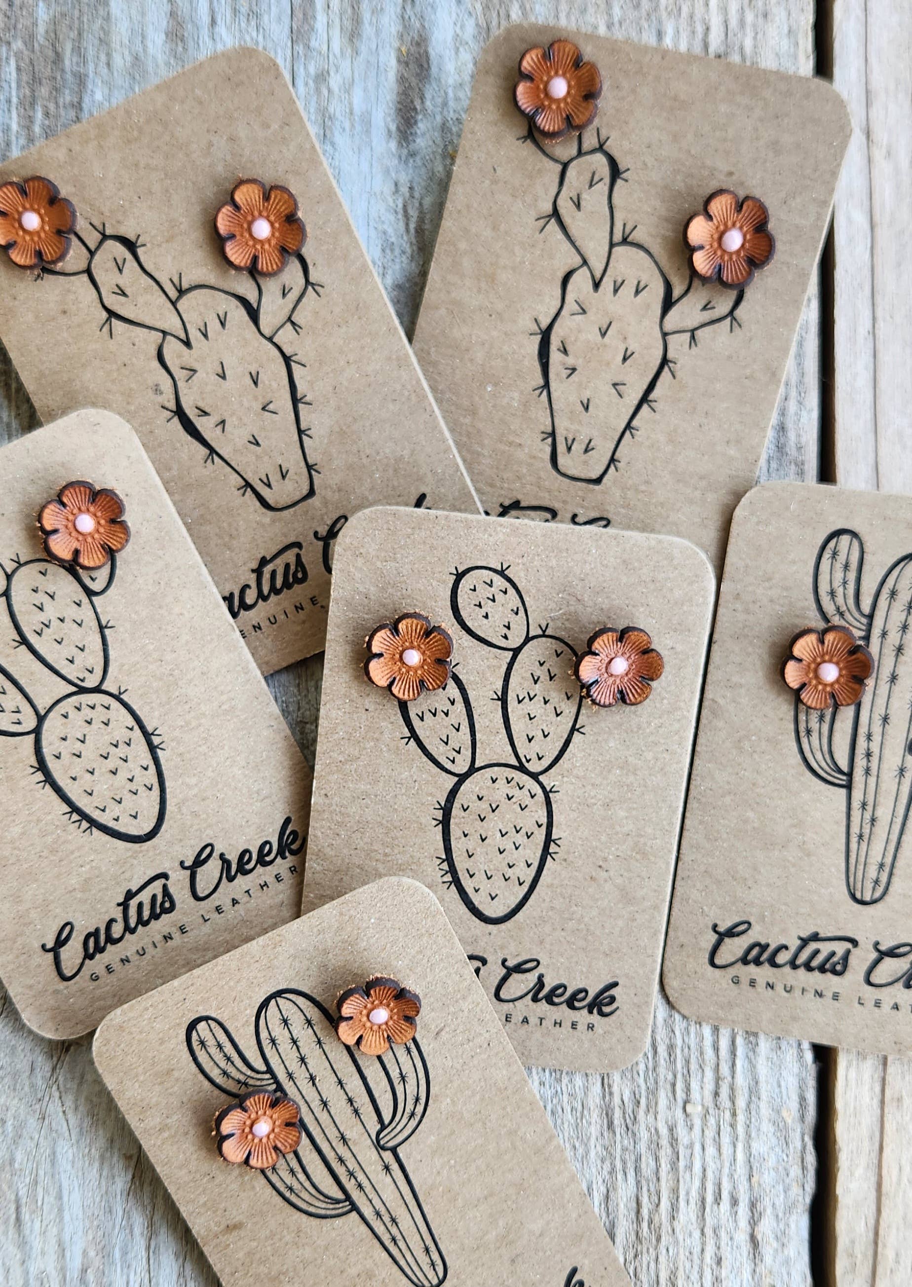 Cocklebur & Co. - Wholesale Stud/Post Earrings - Cactus Flower Genuine Leather Earrings7