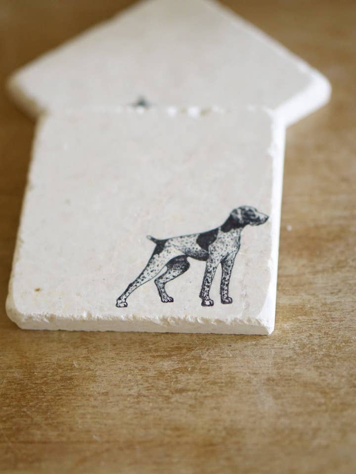 German Short Hair Pointer Marble Coaster for wholesale by Lace, Grace & Peonies Marble Coasters