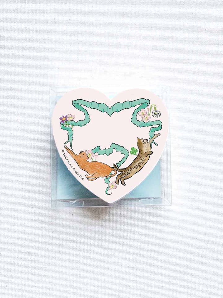Juego de 50 tarjetas planas con mini corazones de gatos lindos para venta al por mayor de Little Love Press