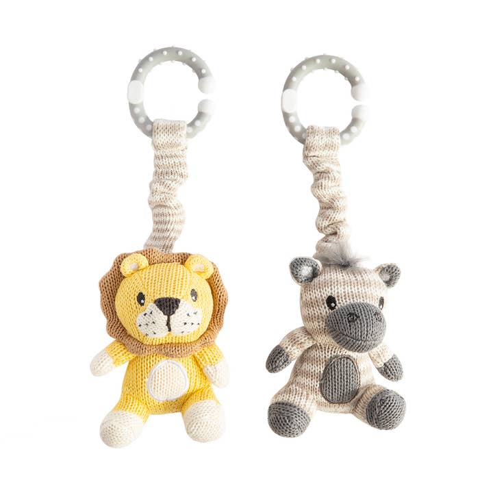 2pk Stroller Toys - Zebra & Lion for wholesale by Living Textiles