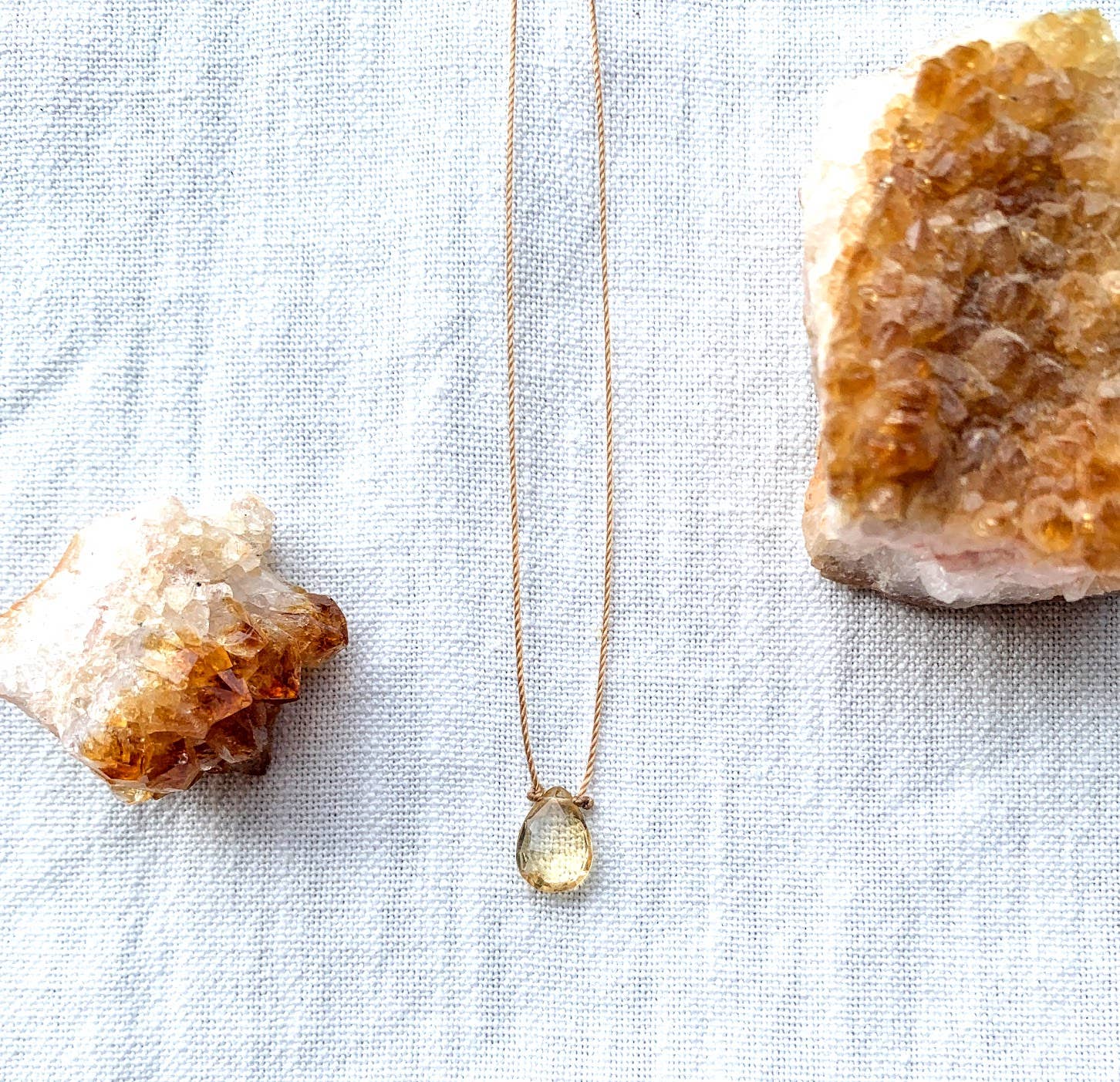 Merelani Designs - Wholesale Pendant/Charm Necklace - Citrine Faceted Teardrop Cord Necklace4
