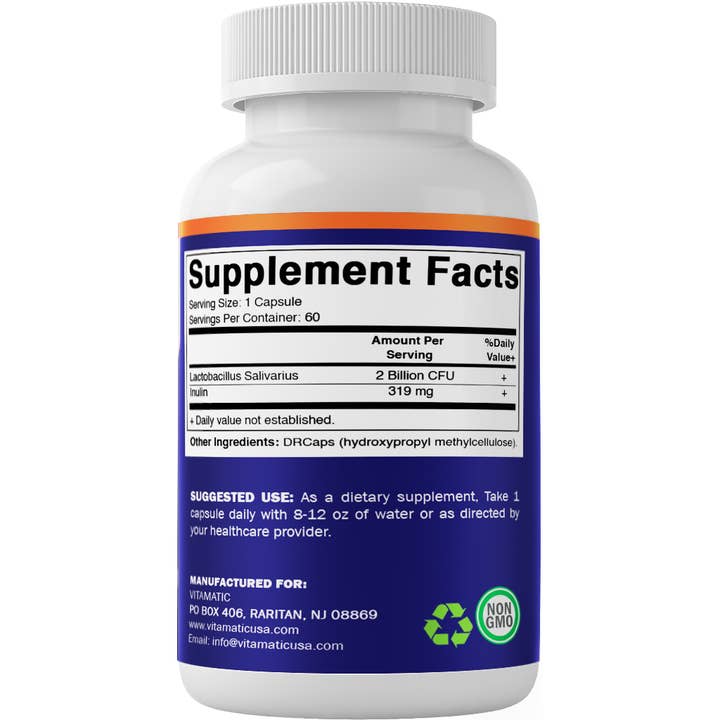 Vitamatic - Wholesale Oral Supplement/Vitamin - Vitamatic Lactobacillus Salivarius 2 Billion CFU 60 Capsule9