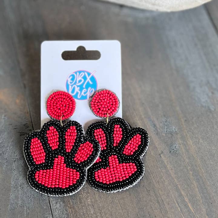 OBX Prep - Wholesale Dangle Earrings - Paw Print Seed Beaded Earrings – Show Your Team Spirit! ✨🐾