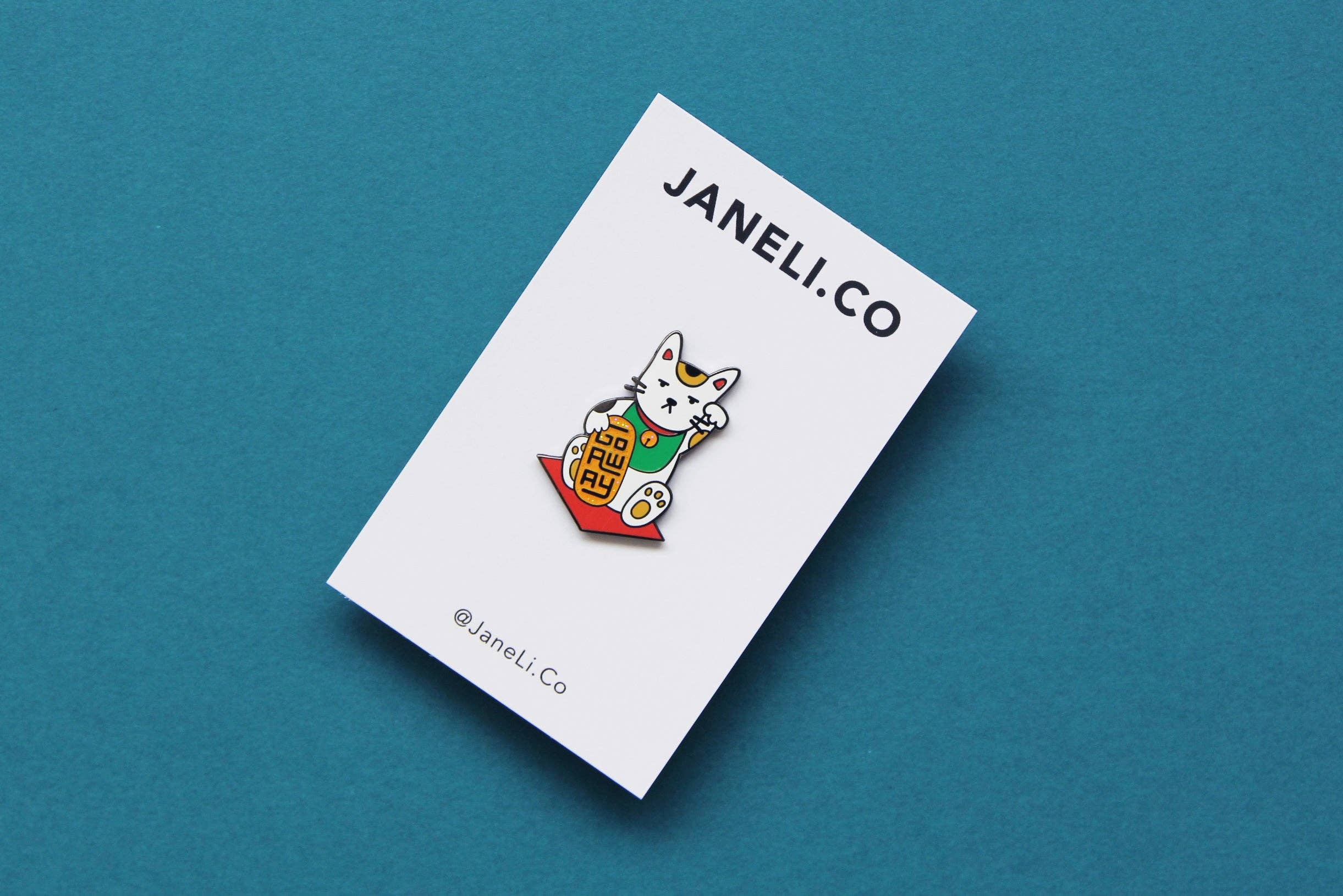 JaneLi.Co - Wholesale Lapel Pin/Button - Go Away Maneki Neko Cat Enamel Pin1