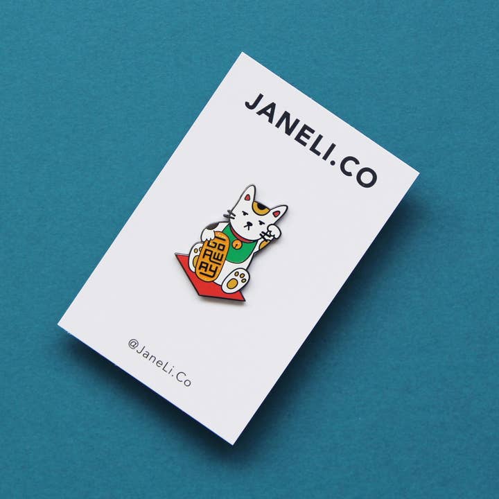 JaneLi.Co - Wholesale Lapel Pin/Button - Go Away Maneki Neko Cat Enamel Pin1