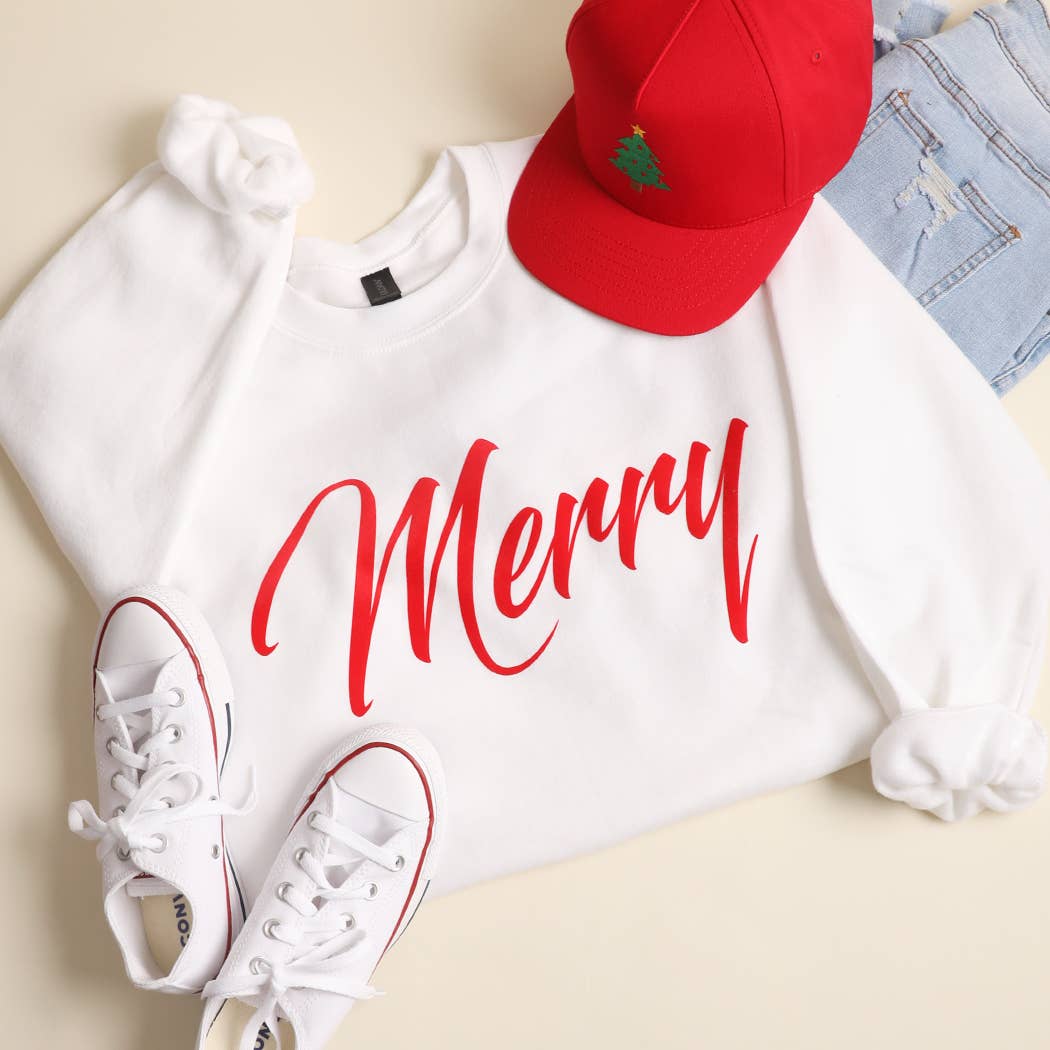 Fashion City – Engroshandel Grafisk Sweatshirt - Dame – Merry Heavyweight Fleece Crewneck Sweatshirt6