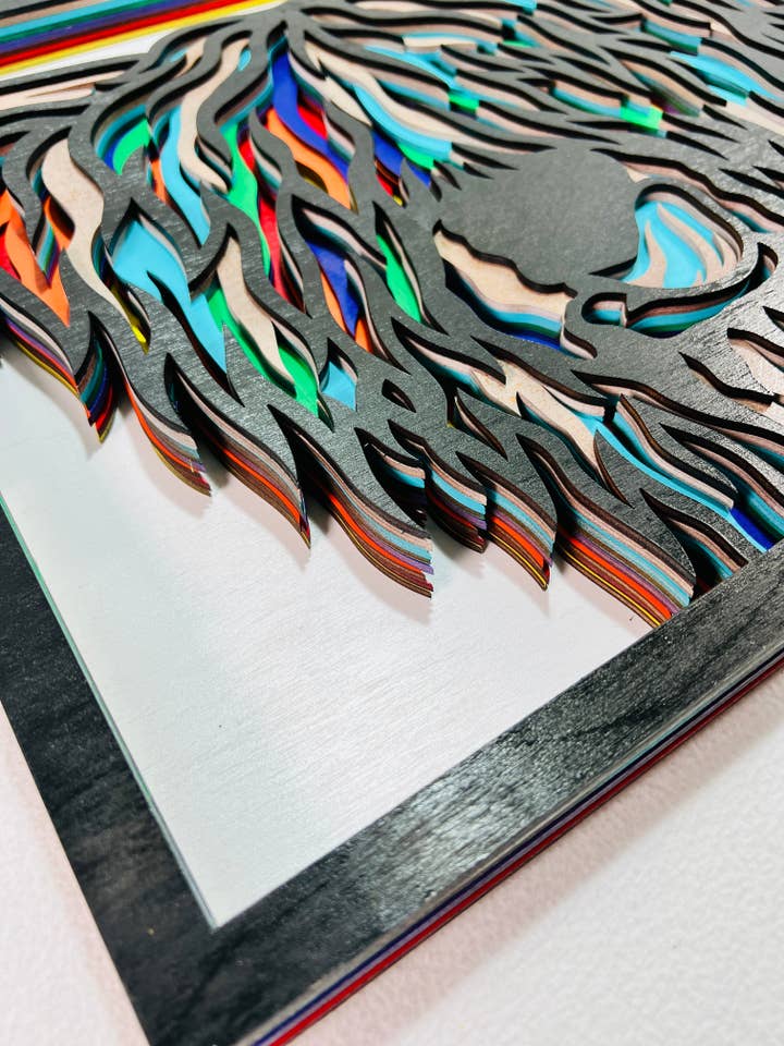 Wall Decoration Highland Cow Colorful Layer Wood Art 3D Art Multi-Layer Wood Art for wholesale by Spencer's Custom Wood