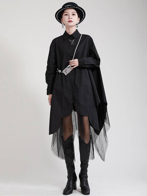 UZ Wholesale Store - Wholesale Dress - Women's - Urban Loose Split-Joint Lapel Long Sleeves Midi Dress3