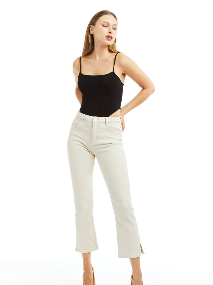 WOMEN-HIGH RISE CROP FLARE W SIDE SLIT CLEAN HEM/97971-JEYB for wholesale by Tractr Jeans