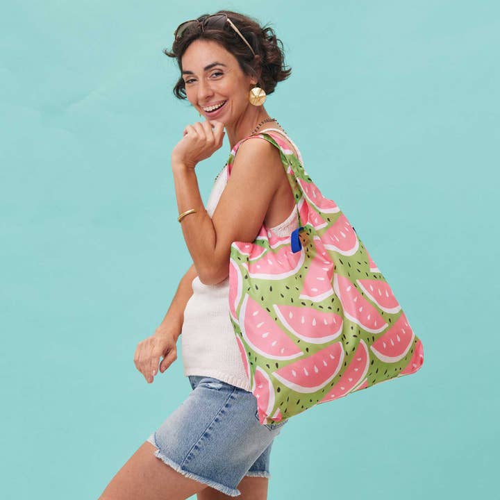 rockflowerpaper – Engroshandel Indkøbspose/indkøbstaske – VANDMELON blå taske Genanvendelig Shopper Tote
