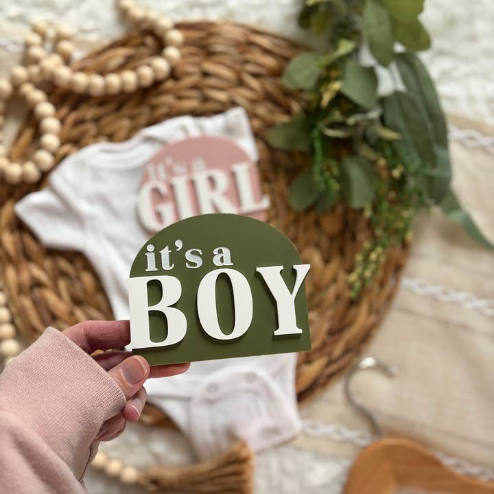 It’s a Boy Gender Reveal Announcement Sign - Full Acrylic for wholesale by Claire and Bella