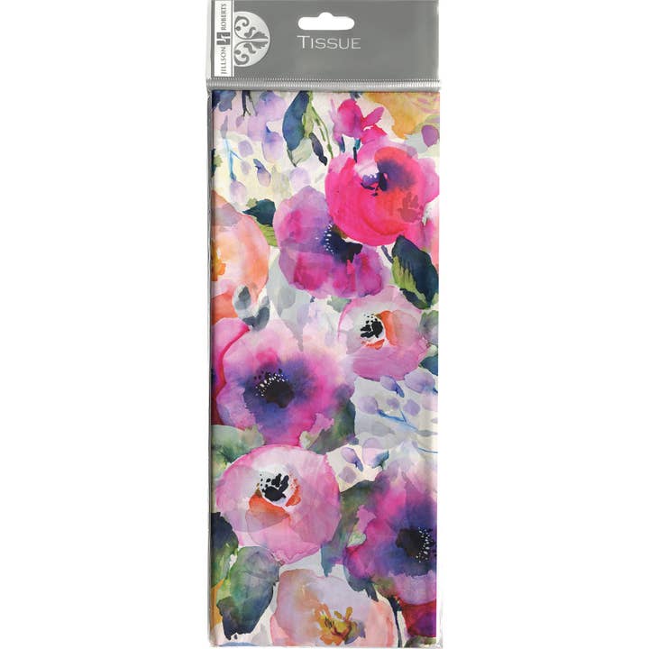 Tissue - Printed - Watercolor Flowers for wholesale by Jillson & Roberts