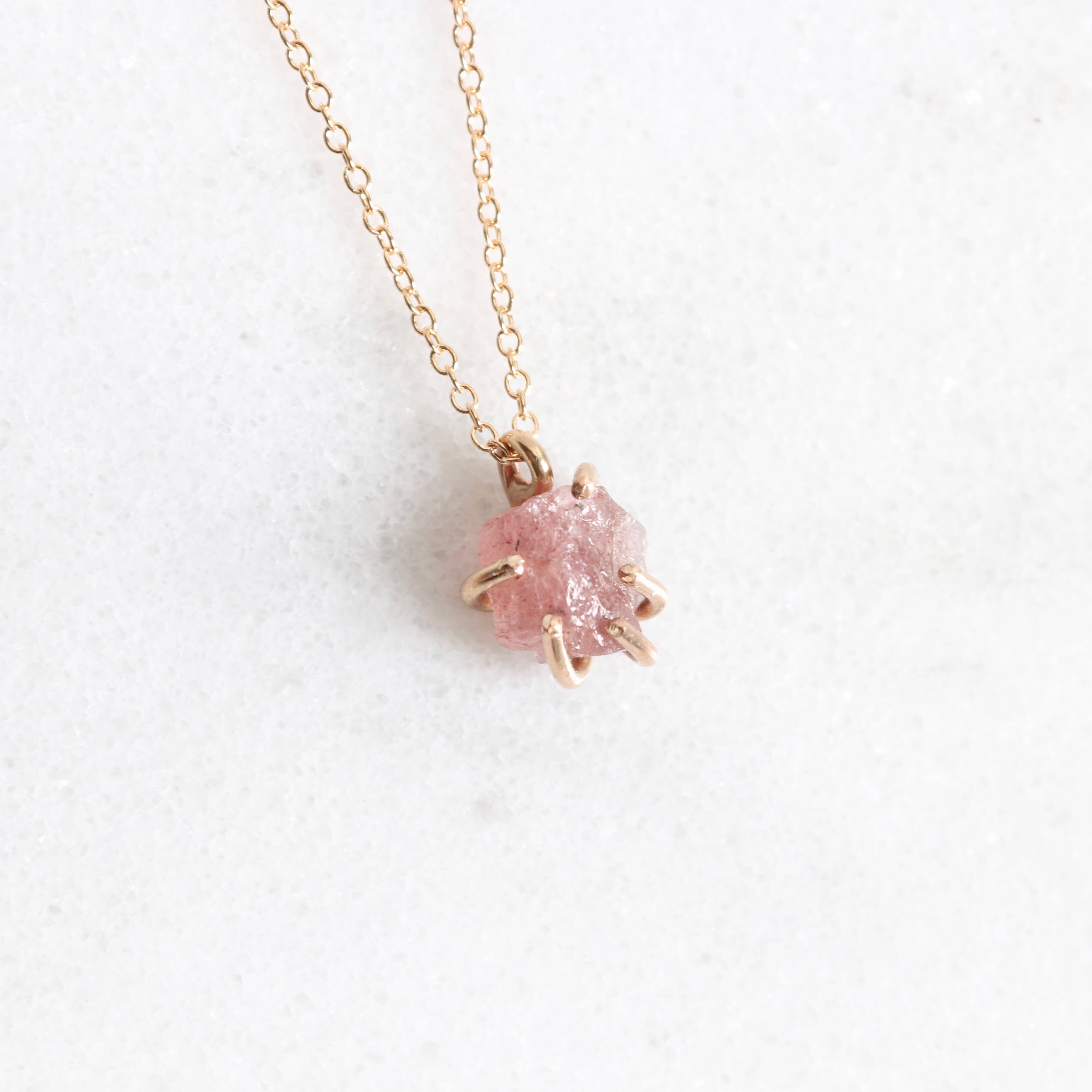 Esme - Wholesale Pendant/Charm Necklace - Raw Rose Quartz Crystal Necklace3